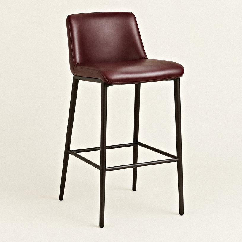 Counter Stool — Leather, brass